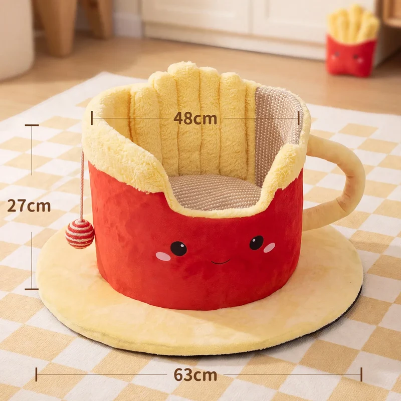 Katzenbett mit Kratzmöglichkeit und Spielfunktion
