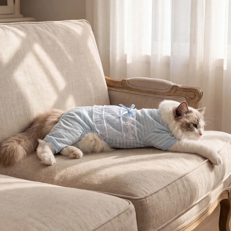 Katzen-Bauchschutz, dünn, vier Beine, Sommer