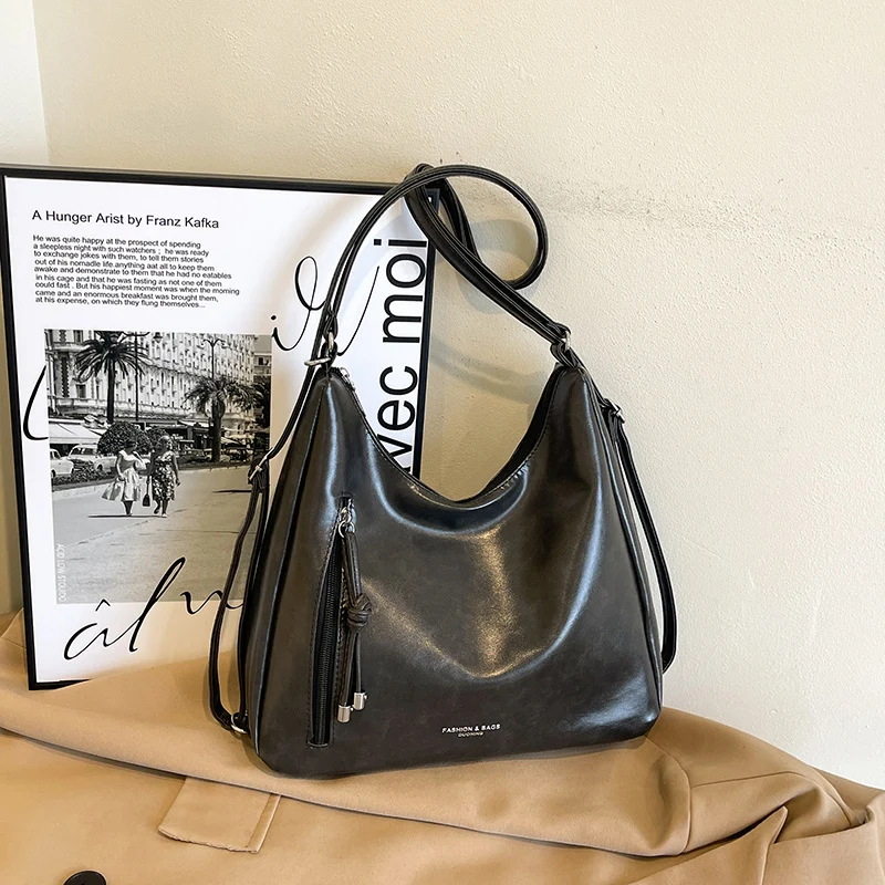Lässige Leder Hobo-Tasche