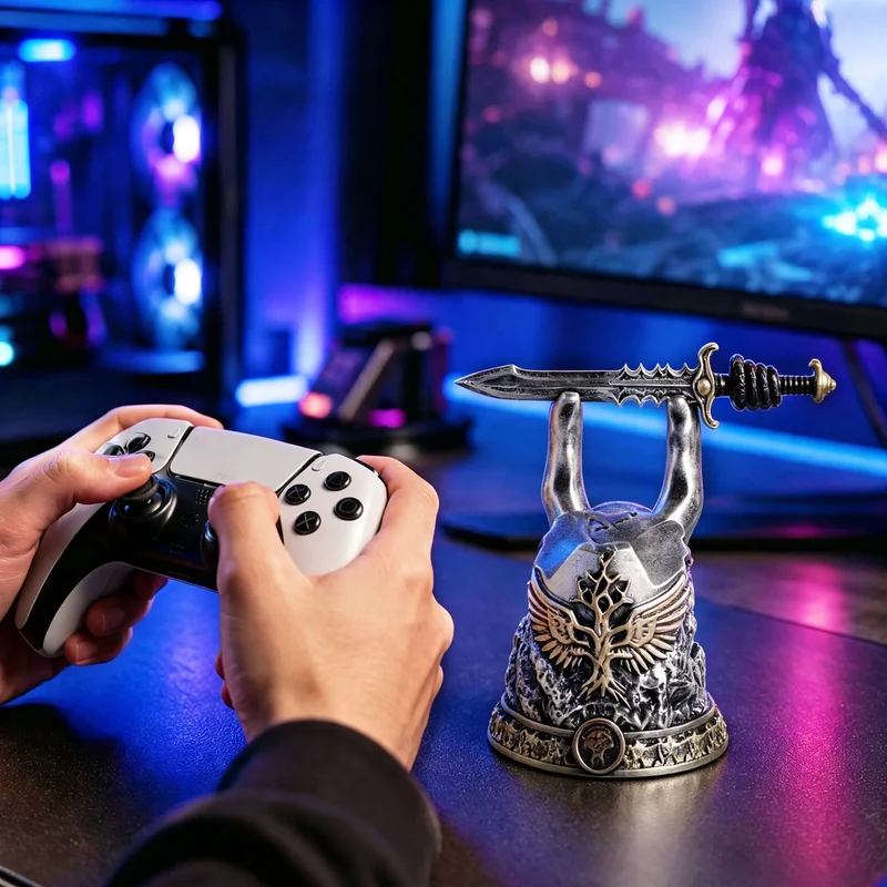 Spielecontroller-Ständer, handbemalte Kunstharzfigur
