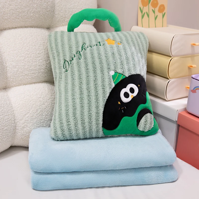 Kuschelkissen und Decke 2-in-1, Streifenmuster