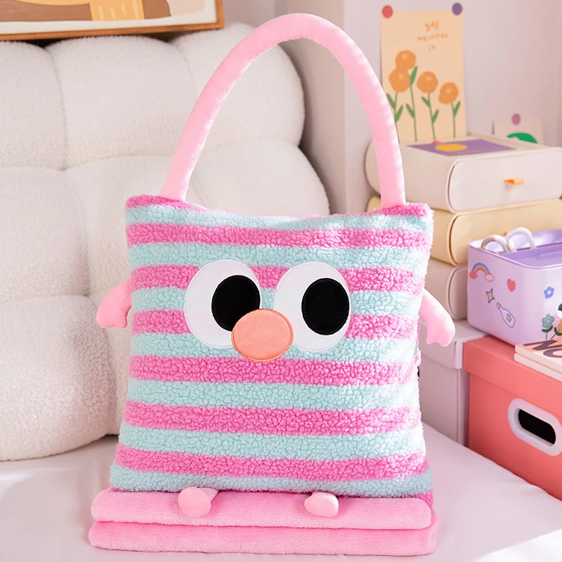 Kuschelkissen und Decke 2-in-1, Streifenmuster