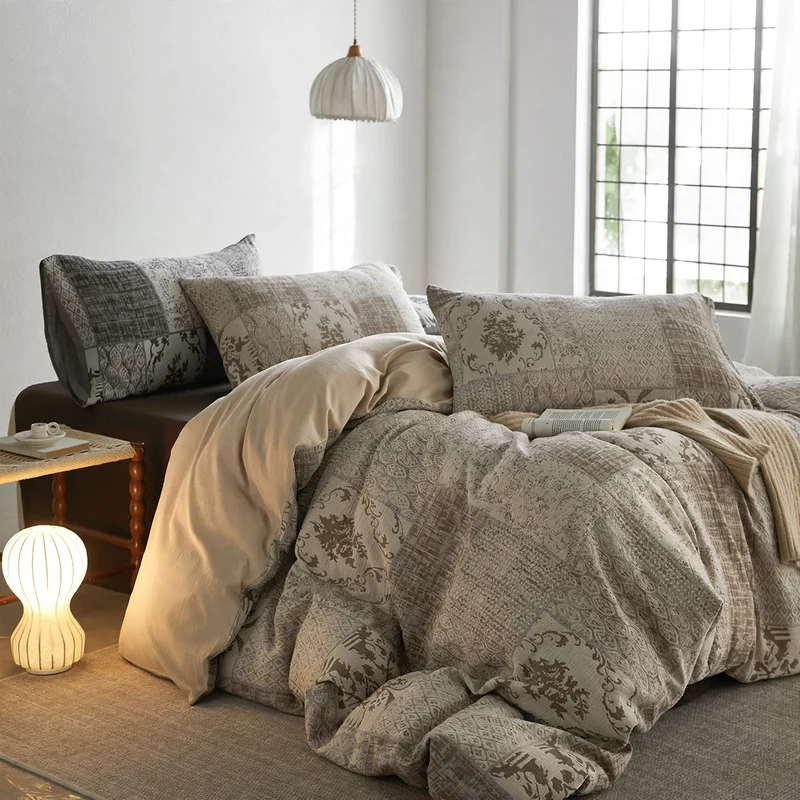 Bettwäsche-Set Baumwolle, Vintage-Stil, 4-teilig
