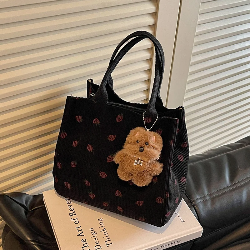Niedliche Erdbeer-Print Stoff Tasche