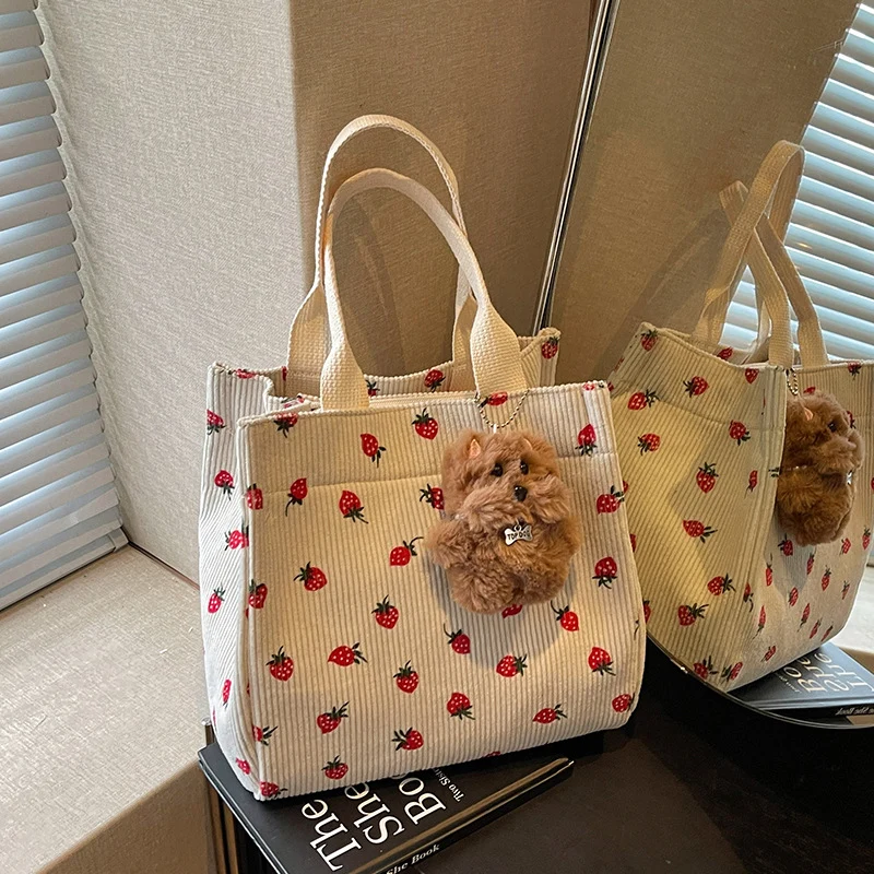 Niedliche Erdbeer-Print Stoff Tasche