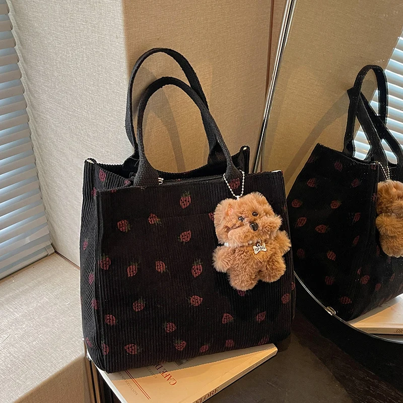 Niedliche Erdbeer-Print Stoff Tasche