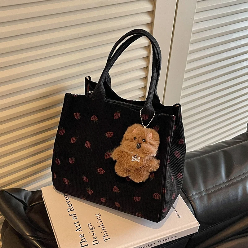 Niedliche Erdbeer-Print Stoff Tasche