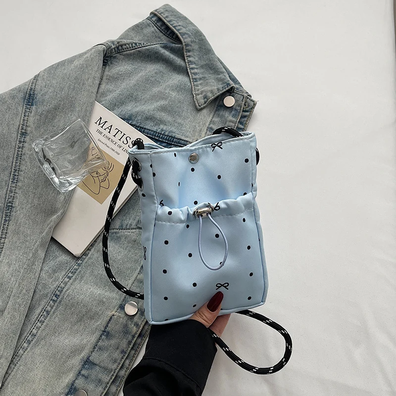 Lässige Kordelzug Mini Schultertasche