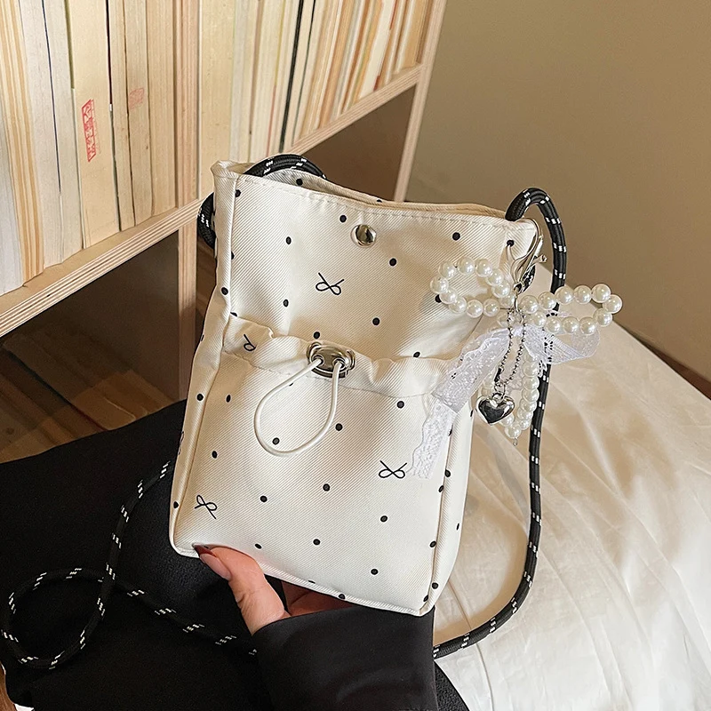Lässige Kordelzug Mini Schultertasche