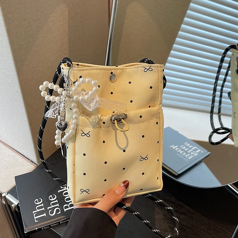 Lässige Kordelzug Mini Schultertasche