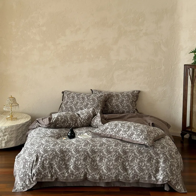 Baumwoll-Bettwäsche-Set, 4-teilig, Jacquard