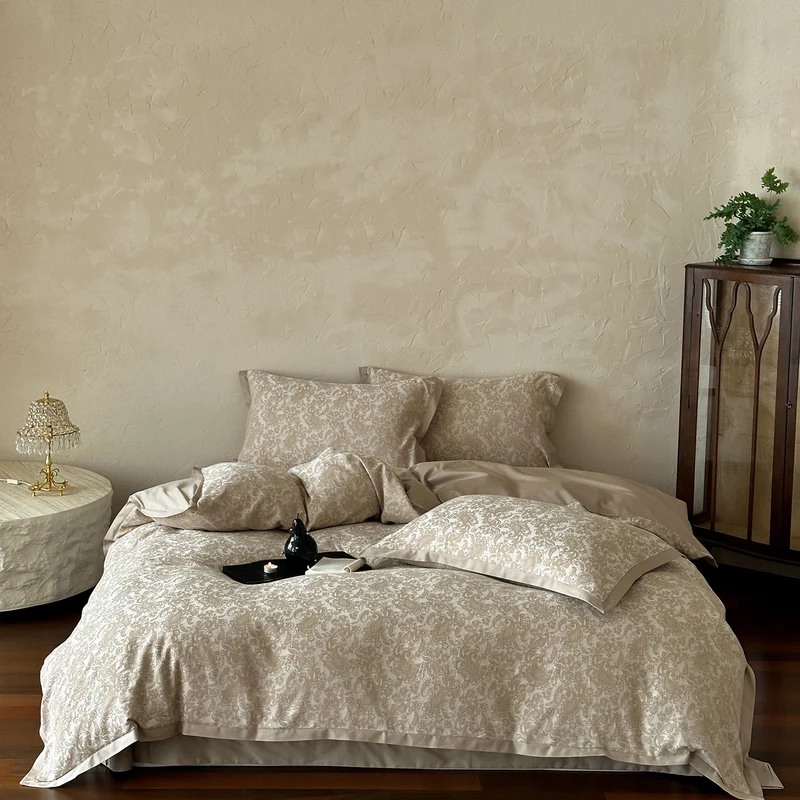 Baumwoll-Bettwäsche-Set, 4-teilig, Jacquard