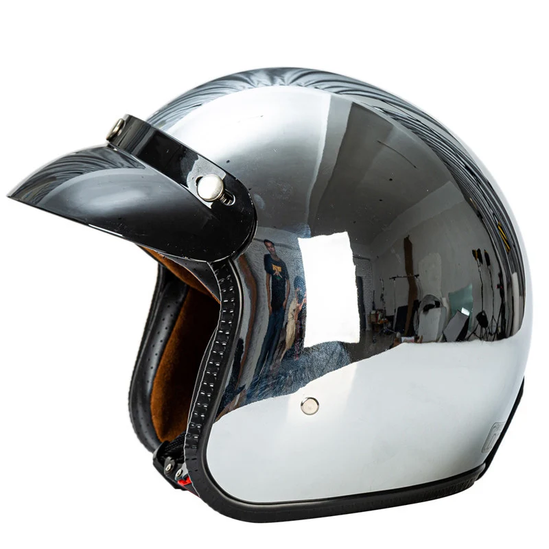 Retro Chrom Motorradhelm Skanto