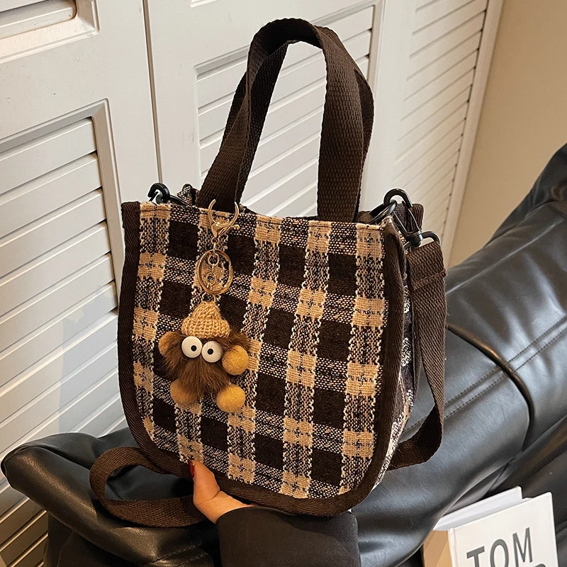 Charmante Karos Schulter Tote Bag