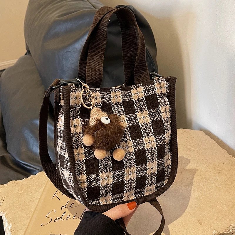 Charmante Karos Schulter Tote Bag