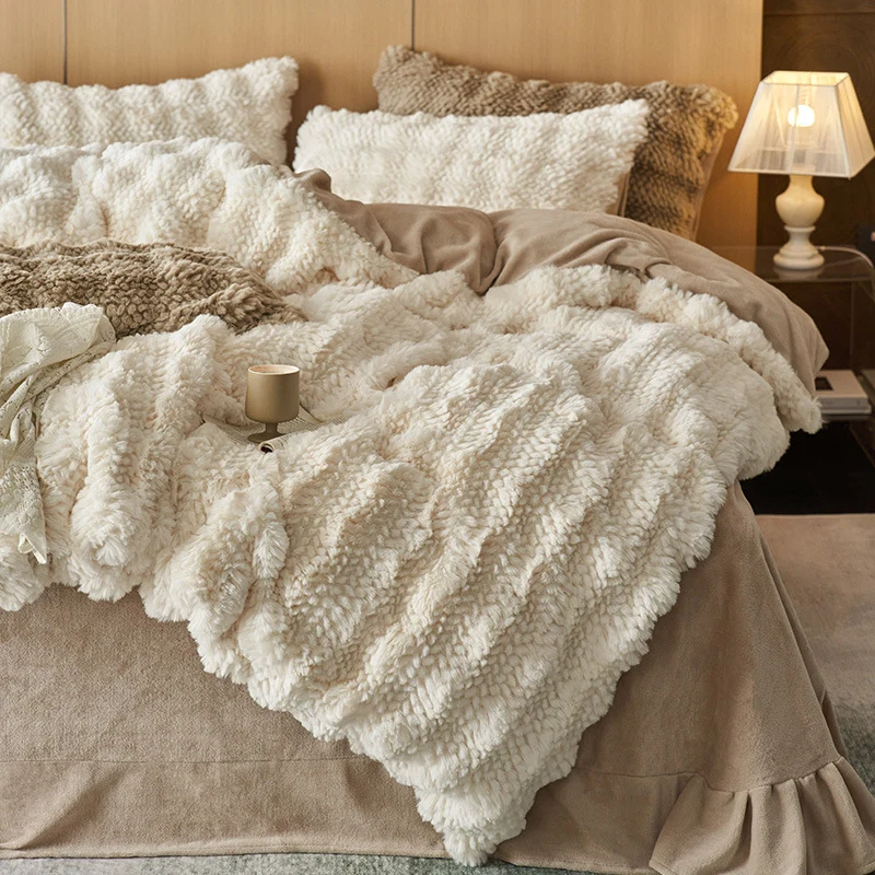 Hochwertiges Bettwäsche-Set aus Kaninchenfell-Fleece