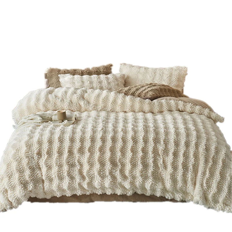 Hochwertiges Bettwäsche-Set aus Kaninchenfell-Fleece