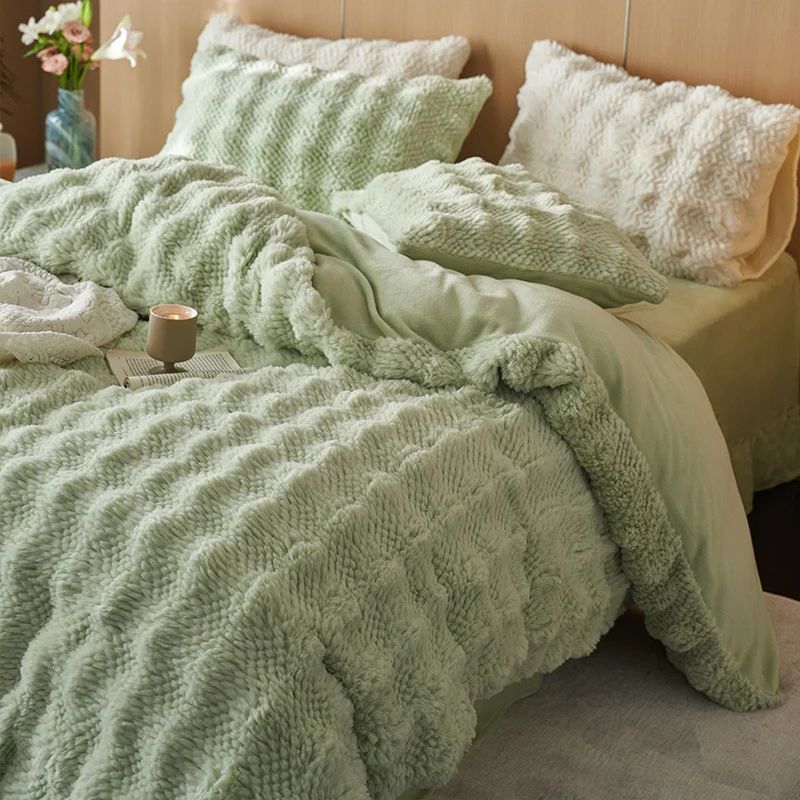 Hochwertiges Bettwäsche-Set aus Kaninchenfell-Fleece