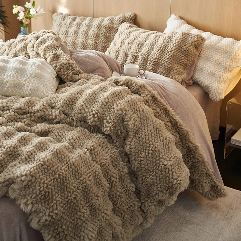 Hochwertiges Bettwäsche-Set aus Kaninchenfell-Fleece