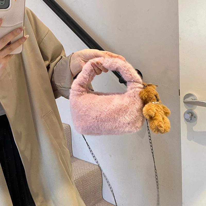 Plüsch-Fell Mini-Handtasche