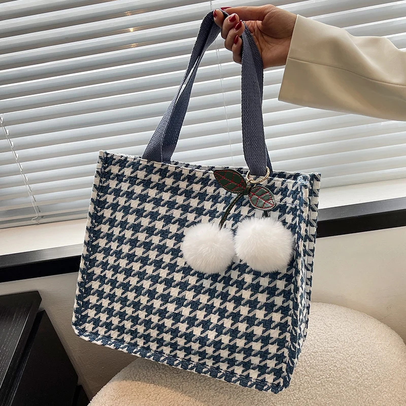Charmantes Hahnentritt-Muster Tote Bag