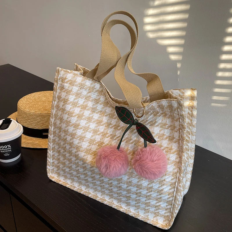 Charmantes Hahnentritt-Muster Tote Bag