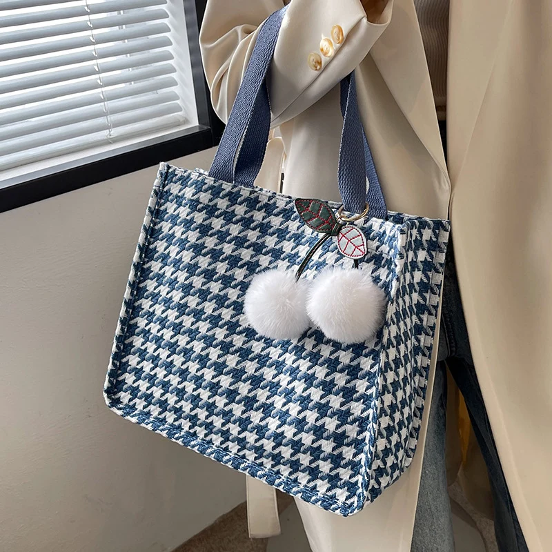 Charmantes Hahnentritt-Muster Tote Bag
