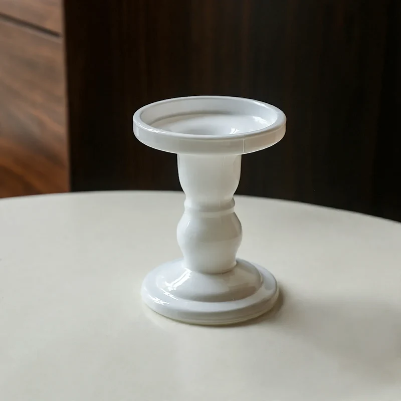 Glaskerzentablett mit Säulenfuß, modern