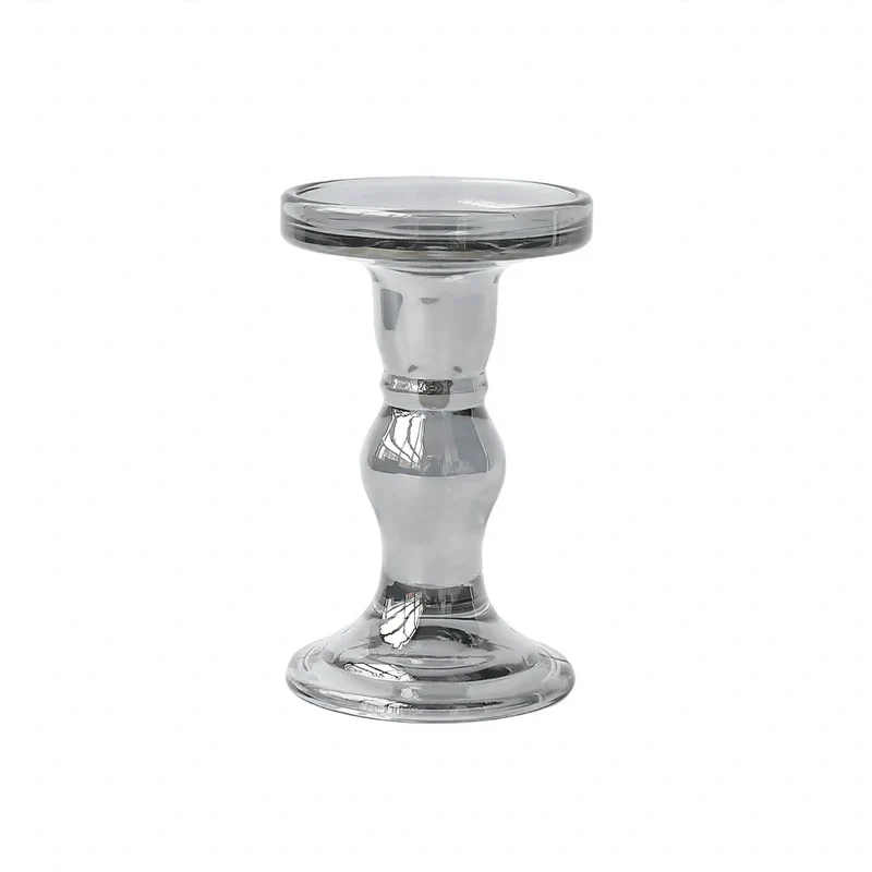 Glaskerzentablett mit Säulenfuß, modern