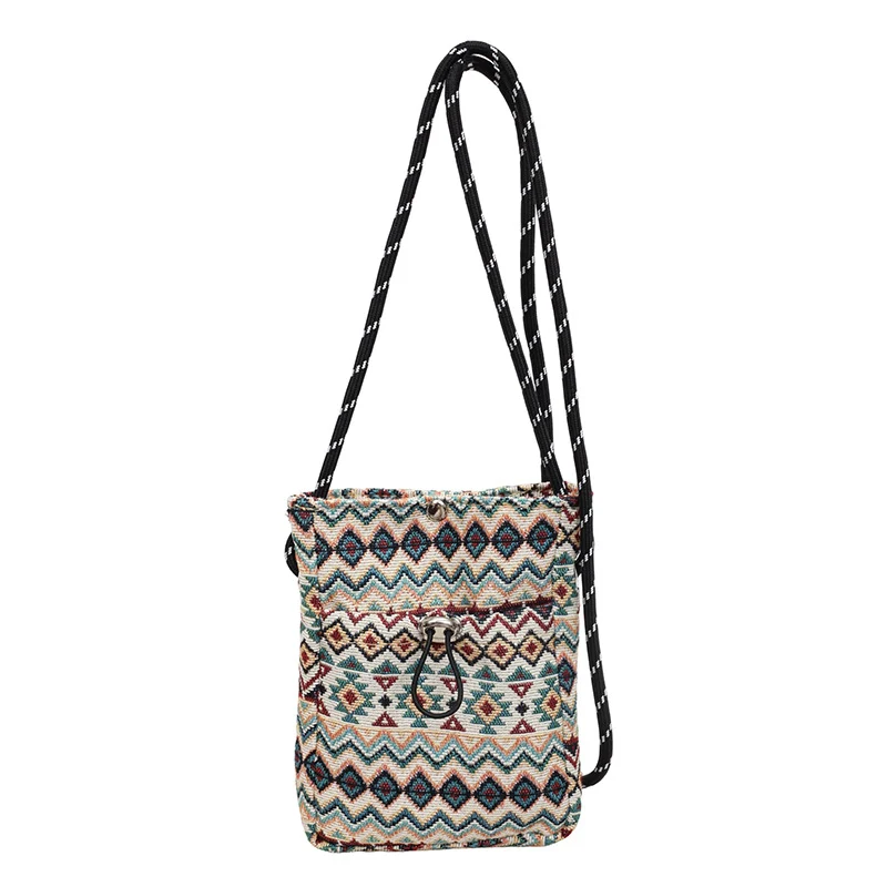 Bohemian gemusterte Kordelzug-Handtasche