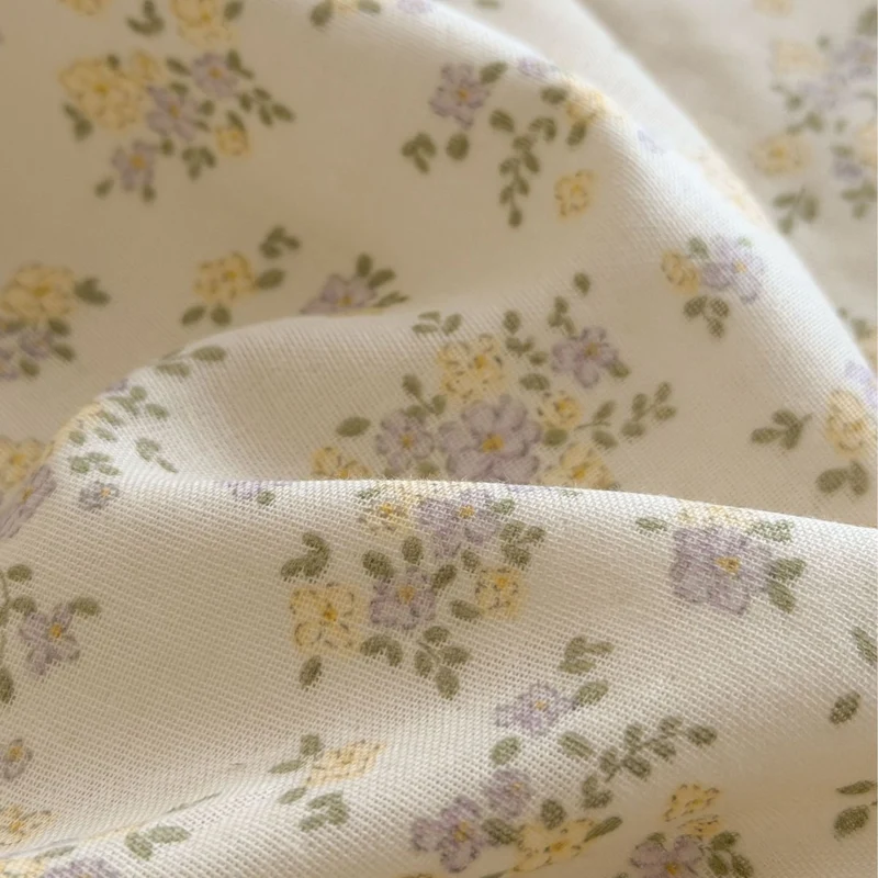 Baumwoll-Doppelgaze-Betttuch mit Blumenmuster