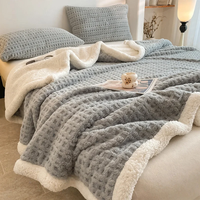 Doppellagige Waffelpique-Fleece-Decke, 1000–1500 g