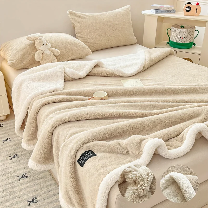 Doppellagige Wolldecke aus Lammfell-Fleece