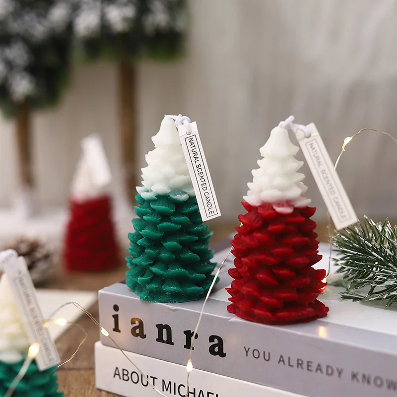 Handgeferti Weihnachtsbaum-Duftkerze aus Sojawachs