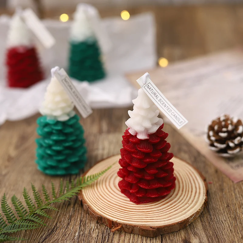Handgeferti Weihnachtsbaum-Duftkerze aus Sojawachs