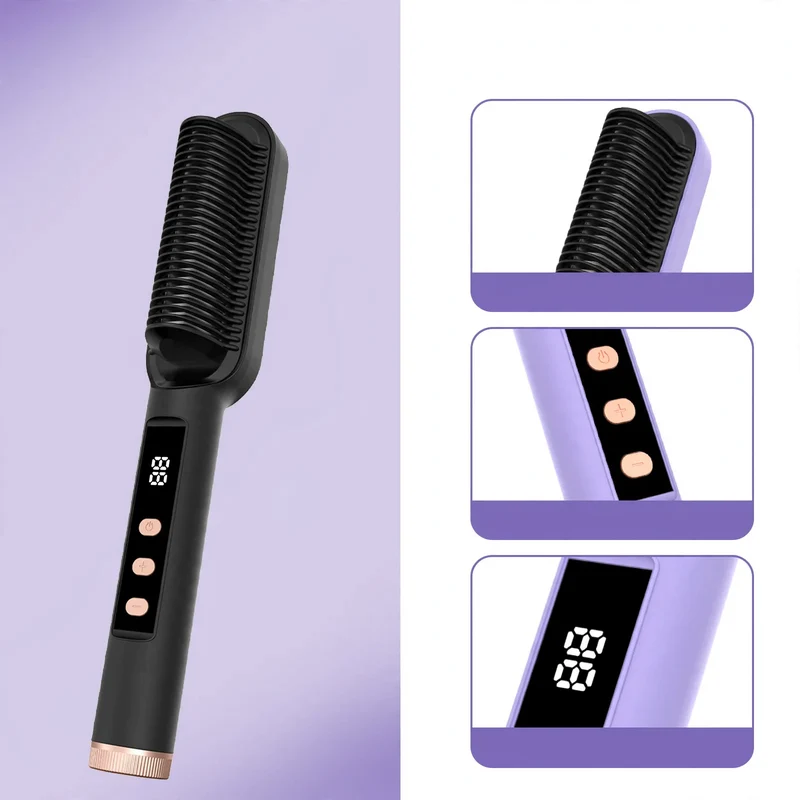 Digitale Haarglätterbürste mit Keramik, 5 Temperaturstufen