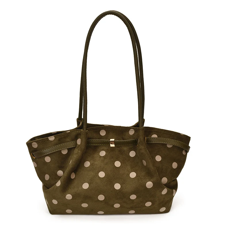 Punktierte Wildleder Schultertasche