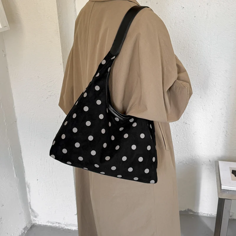 Polka Dot Wildleder Einkaufstasche