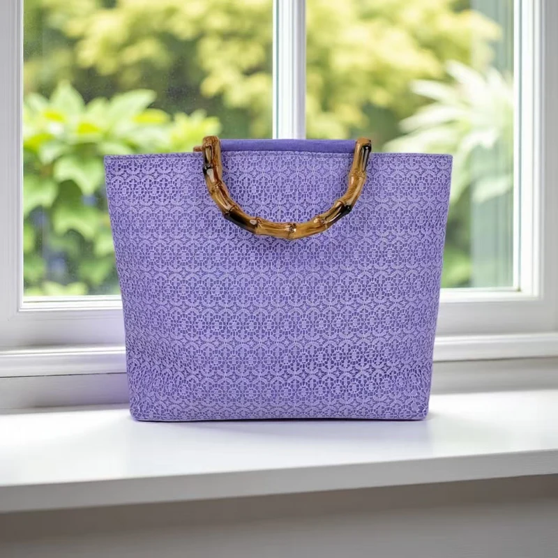 Elegante Baumwolltasche mit Bambusgriff Skanto
