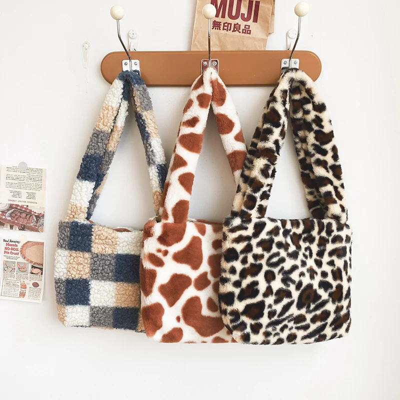 Luxuriöse Kunstfell Leopardenmuster Handtasche