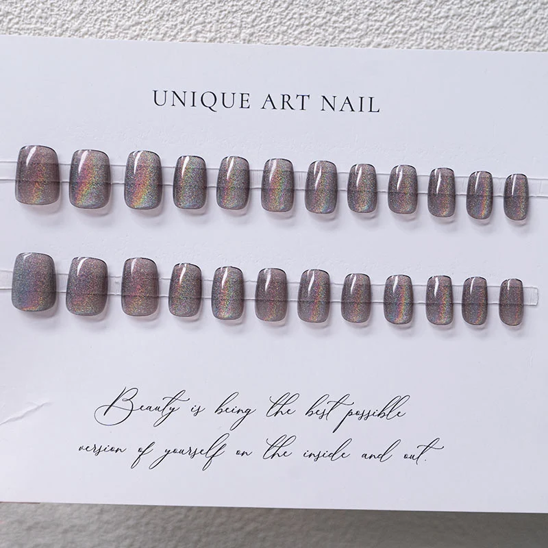 Elegante holographische Press-On Nägel