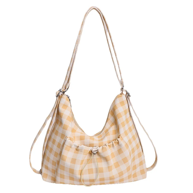 Gingham-Print Schlapp Schultertasche