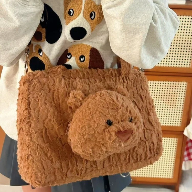 Niedlicher Plüschbär-Themen-Crossbody-Tasche