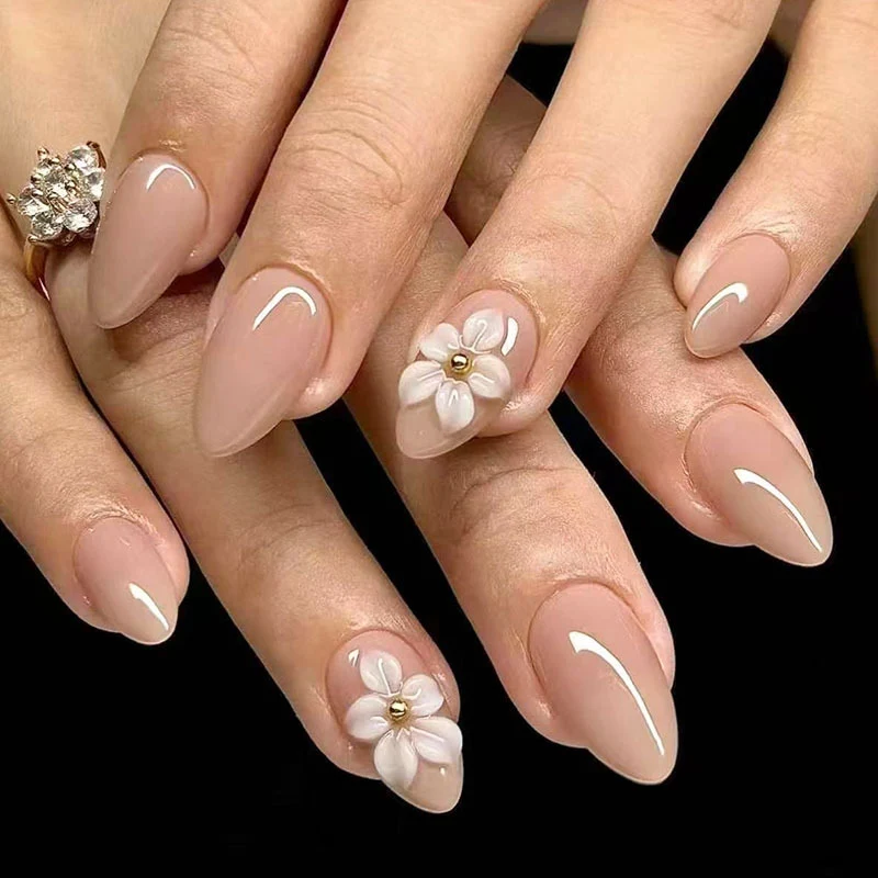 Elegante florale Press-On Nagelkunst 1791110838