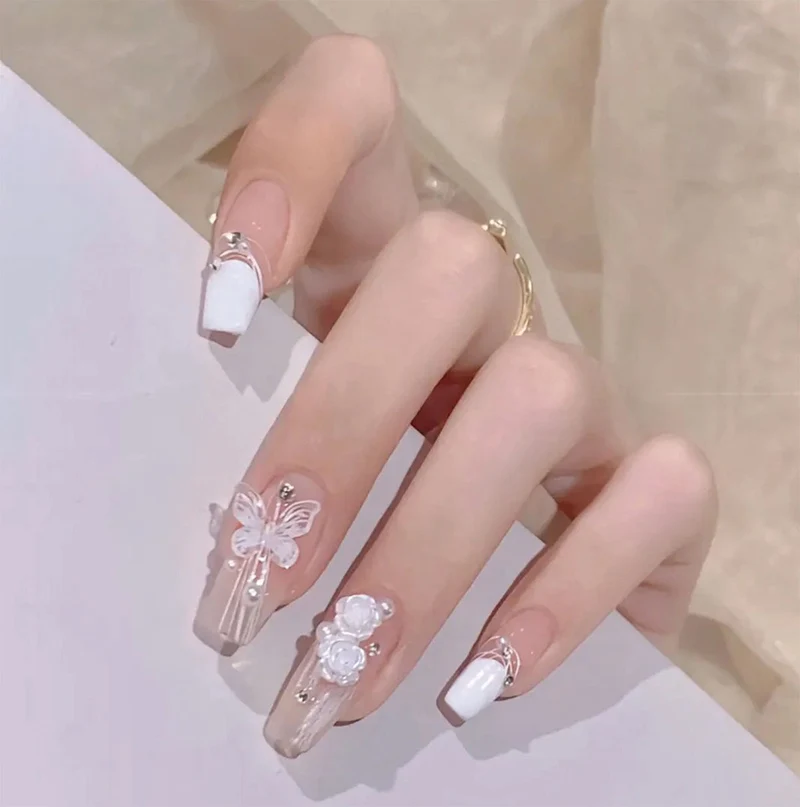 Elegantes Floral Acrylnagelset