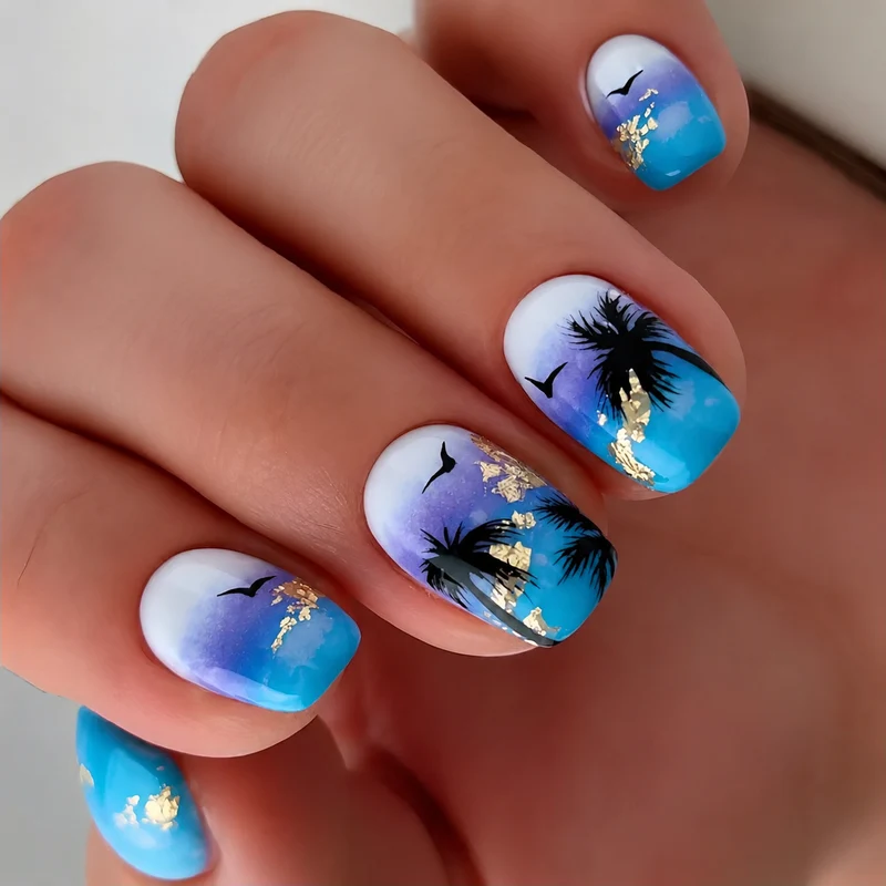 Tropischer Sonnenuntergang Nail Art Set