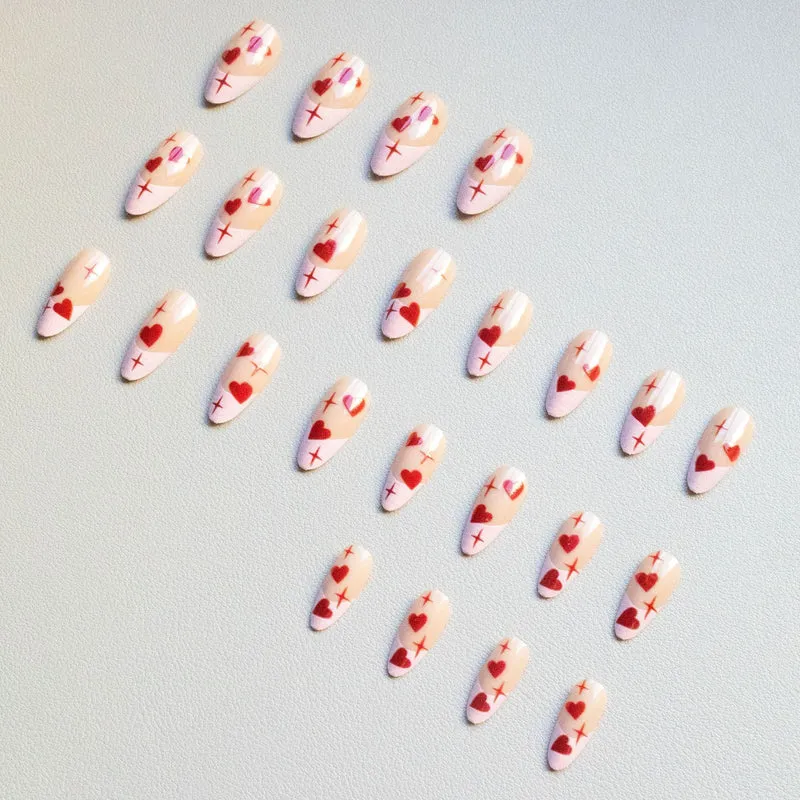 Herz-Motiv Acryl Nagelkunst Set