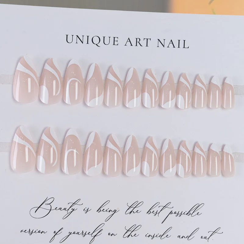 Künstlerische Stiletto Druck-Nägel mit elegantem Schwirldesign