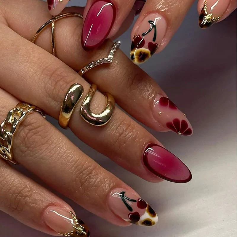 Künstlerisches Lang-Stiletto Nagelkunst Design