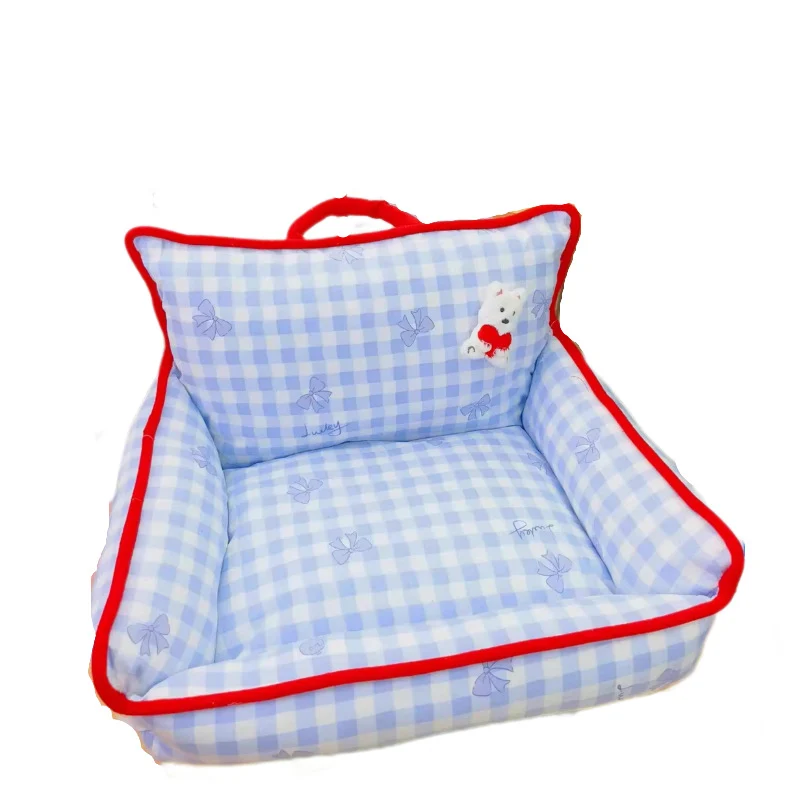 Komfort-Lounge-Bett für Hunde mit Karomuster